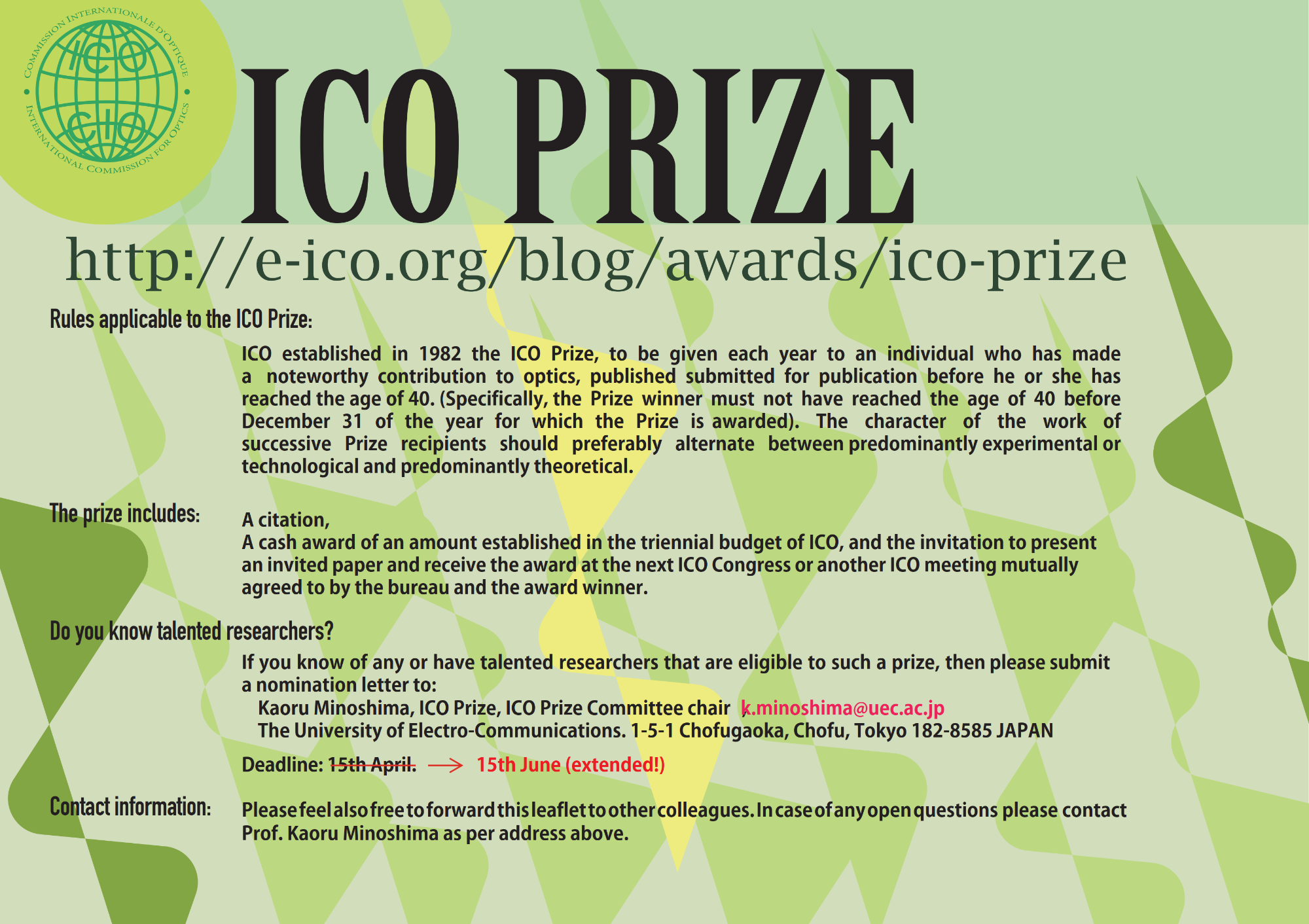 Ico Prize 2025 - flyer - deadline extended